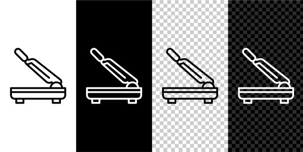 设置线切纸机图标孤立在黑色和图片下载