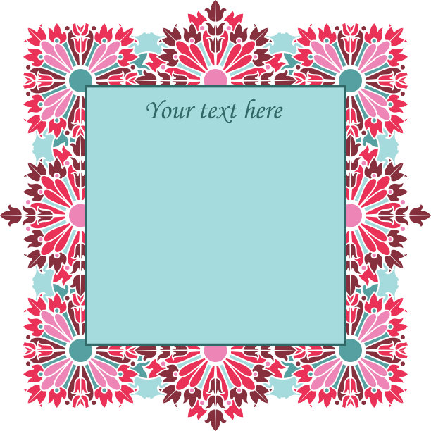 复古抽象花框架与文本的地方图片下载