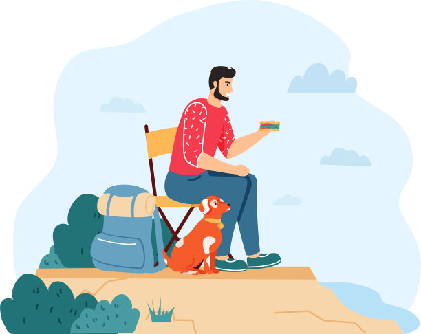 带着狗徒步旅行的男人，还有夏天旅行的男人图片下载