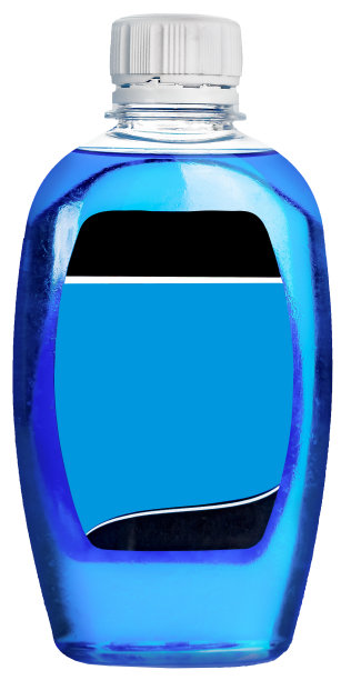 大瓶带柄彩色液体在白色背景孤立图片下载