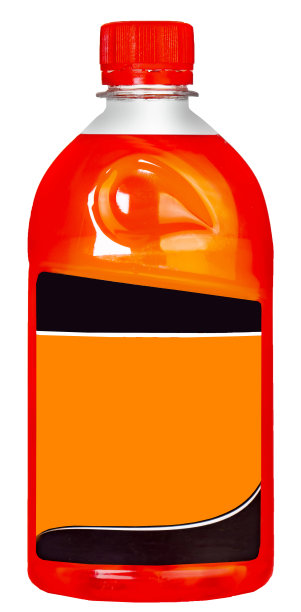 大瓶带柄彩色液体在白色背景孤立图片下载