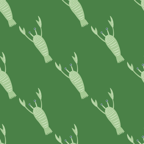 极简手绘龙虾印花无缝图片下载