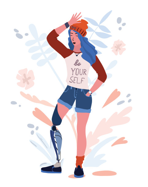 年轻女孩用仿生假肢人图片下载