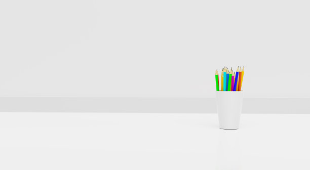 全彩笔在白色陶瓷杯与洁净室图片下载