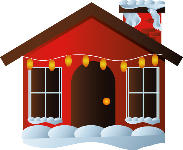 圣诞快乐的房子有烟囱灯和图片下载