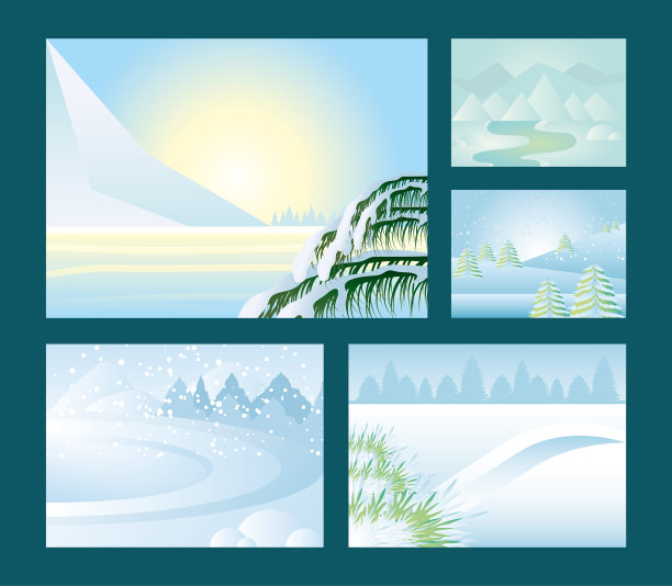 冬天的景观，下雪的天气，山，树图片下载