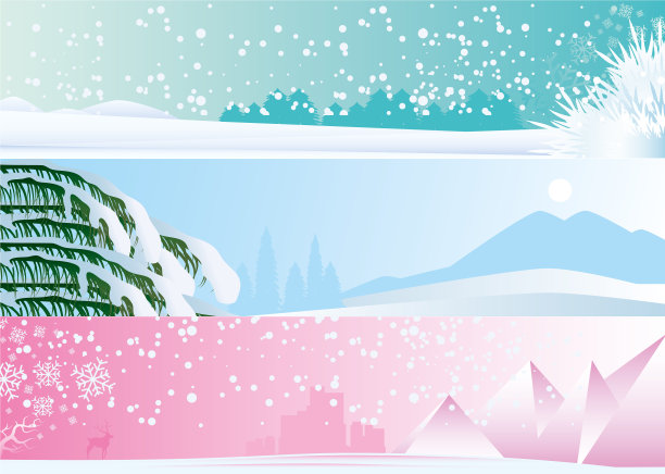 不同色调的冬季景观横幅图片下载