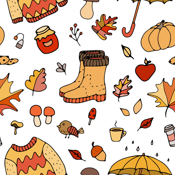 平面无缝秋季图案与图像图片下载