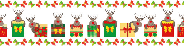 卡通驯鹿与礼品盒无缝衔接图片下载