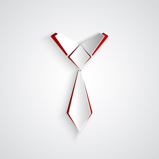 剪纸领带图标孤立在灰色背景图片下载