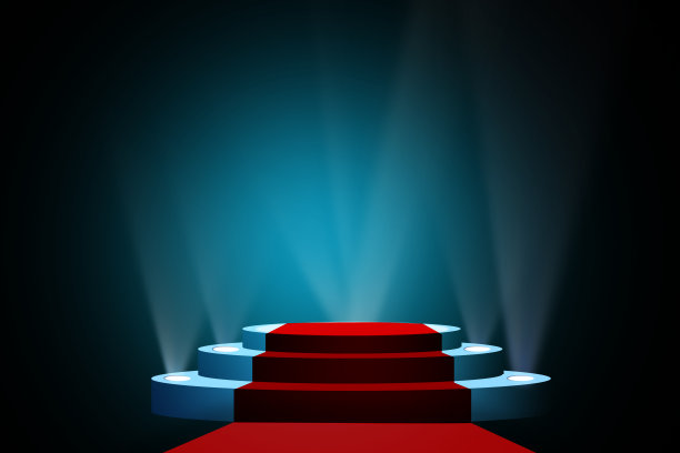 音乐会舞台剧院与泛光灯和抽象的空地板展示聚光灯在舞台背景。图片下载