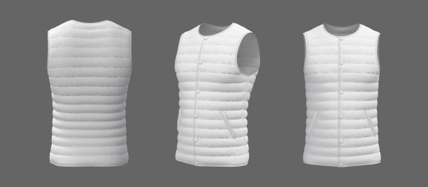 背心羽绒服模型在前面，侧面和背面的观点图片下载