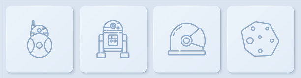 设定机器人宇航员头盔和小行星图片下载