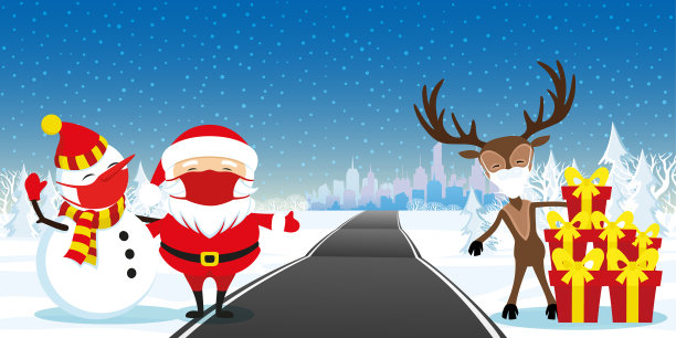 有雪人和鹿的圣诞老人图片下载