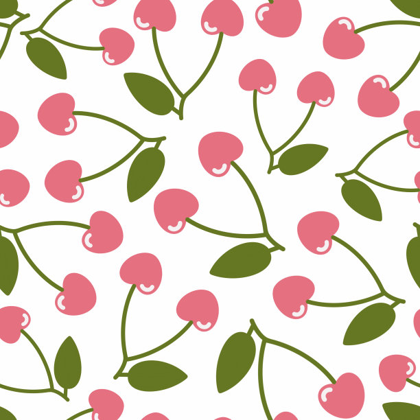 带有绿叶的新鲜的粉红色樱桃，孤立在白色背景上图片下载