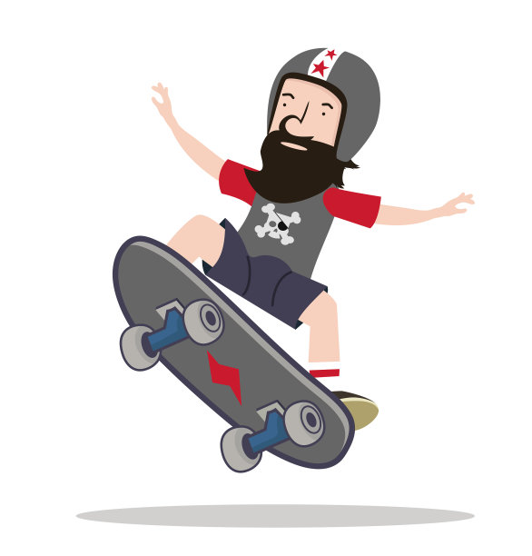 白色背景上放着滑板的男人图片下载