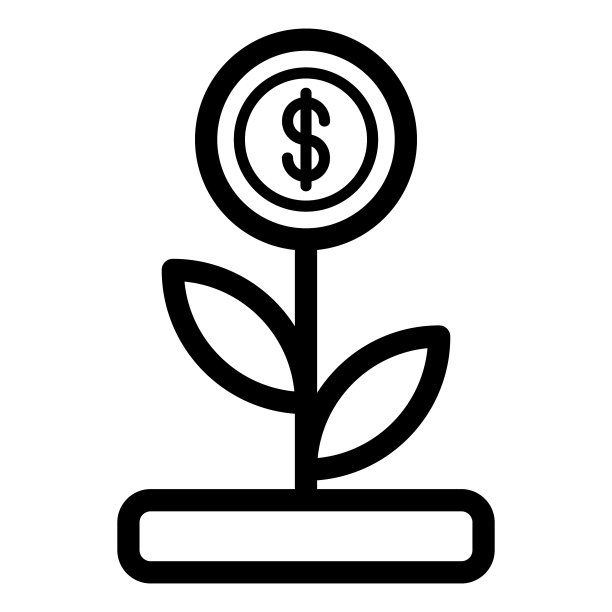 金钱树图标在线条风格投资增长图片下载