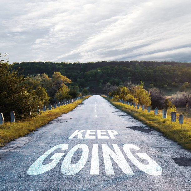 继续。路上的话语。动机的概念。图片下载