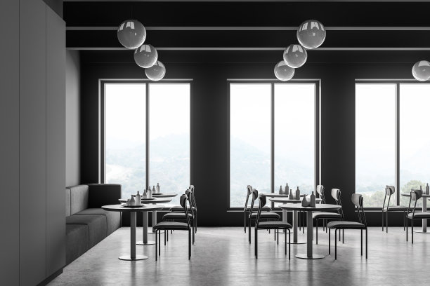 餐厅、大学餐厅、咖啡厅、酒店吧台。早餐的地方。学校、学院或办公室的餐厅内部。图片下载