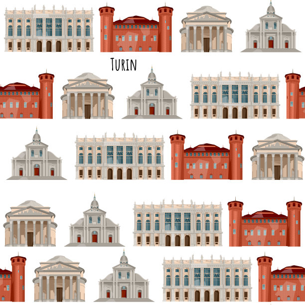 都灵的风景，意大利。圣·约翰浸信会大教堂，伟大的上帝之母教堂图片下载