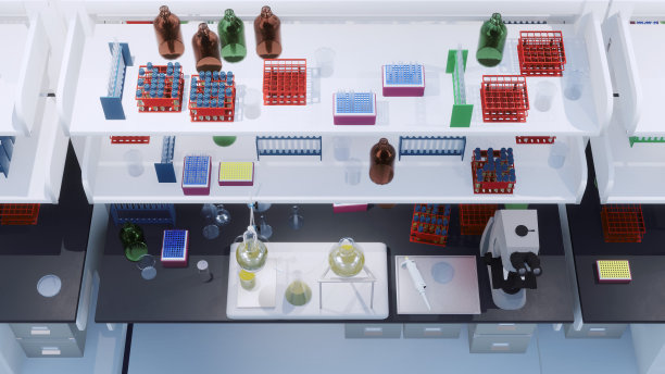 科研实验室工作场所俯视图3D图片下载