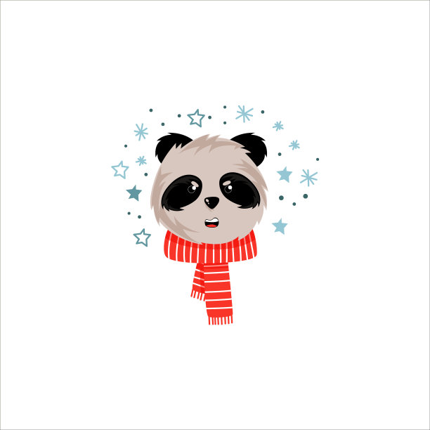 生气的漂亮的小熊猫在围巾的面部表情图片下载