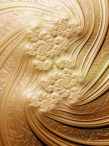 抽象黑白数字分形艺术插图，灰泥效果与花卉图片下载