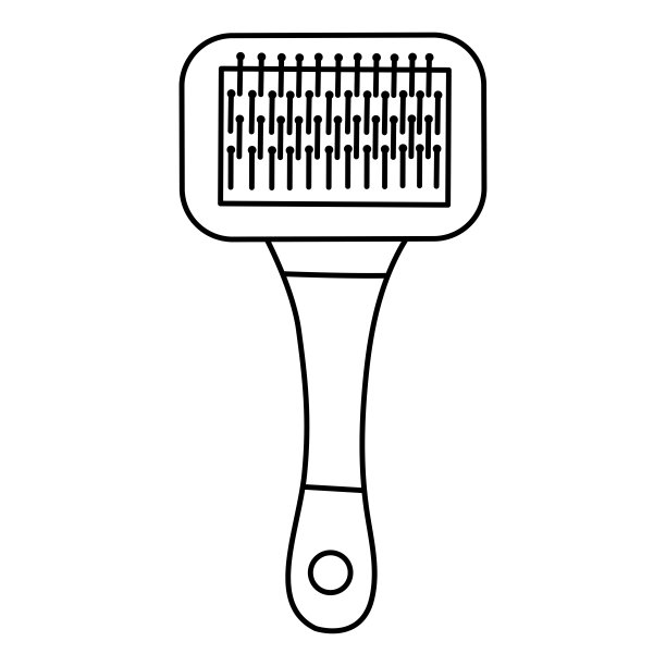 毛刷为狗和猫孤立的图标在白色背景。画笔动物毛皮在涂鸦风格。宠物配件。矢量手绘插图。图片下载