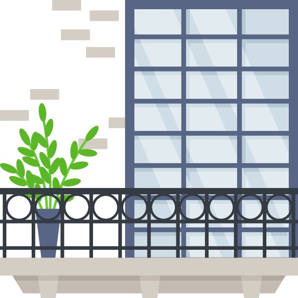 概念矢量图标设计，阳台和窗户前视图符号，住宅外部设计理念与复古和经典的阳台库存插图图片下载