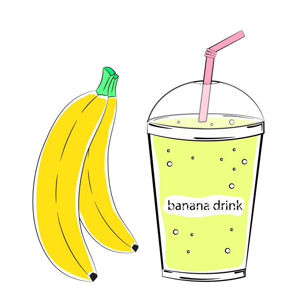 香蕉饮料和香蕉。矢量插图。图片下载