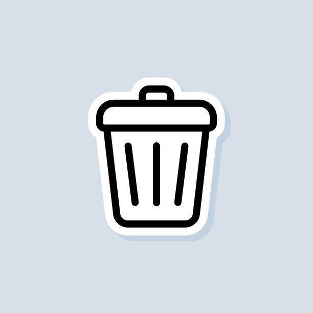 垃圾桶贴纸。删除按钮。垃圾筐。矢量在孤立的背景。每股收益10图片下载