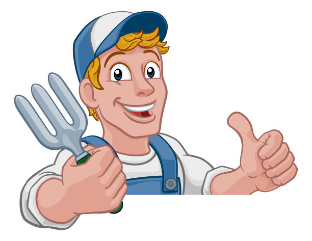 园丁花园叉子工具杂工卡通人图片下载