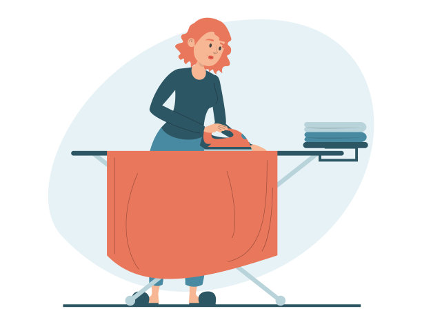 妇女熨干净的衣服隔离。女性角色图片下载