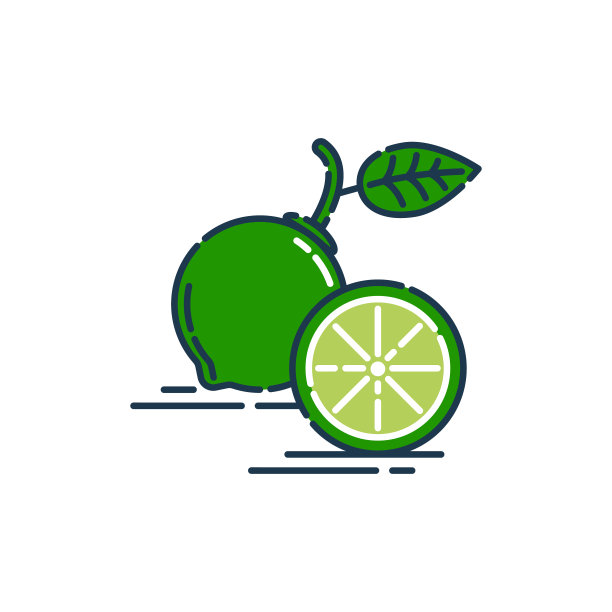 整个和切成两半的酸橙水果孤立在白色的背景。新鲜切柑橘的图标。明亮的夏季收获插图。任何设计的平面风格插图。有机产品图片下载