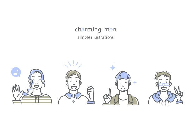 魅力男人系列，线条艺术，双色图片下载