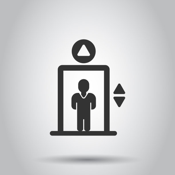 电梯图标在平坦的风格电梯上的白色图片下载