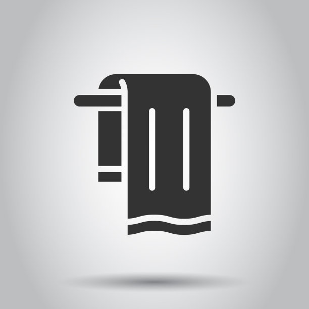 浴室毛巾图标在平铺风格的毛巾上图片下载