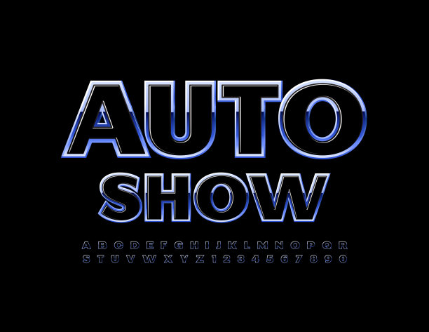 向量现代标志车展与字母和数字集图片下载
