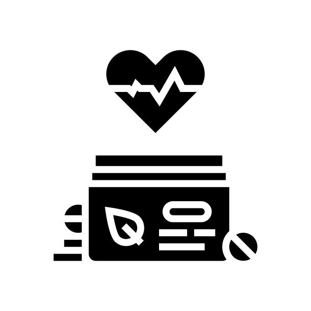 心脏治疗顺势疗法药丸字形图标矢量插图图片下载