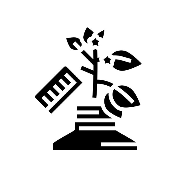 生长顺势植物字形图标矢量插图图片下载