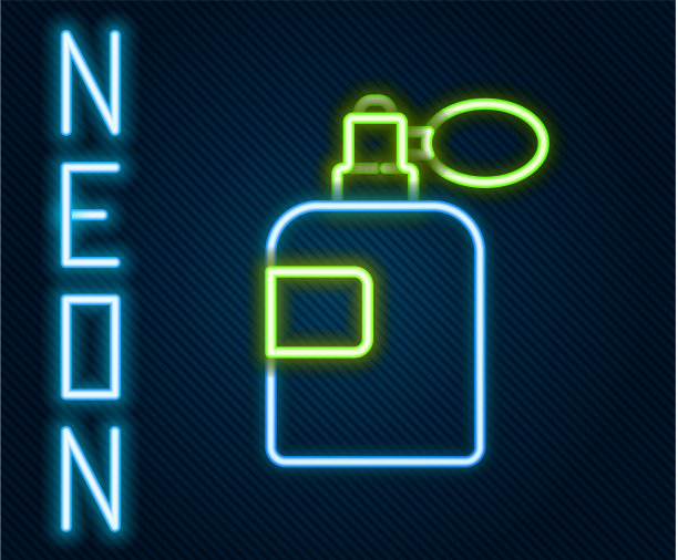 发光的霓虹线香水图标孤立在黑色图片下载