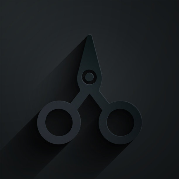剪纸剪刀图标孤立在黑色图片下载