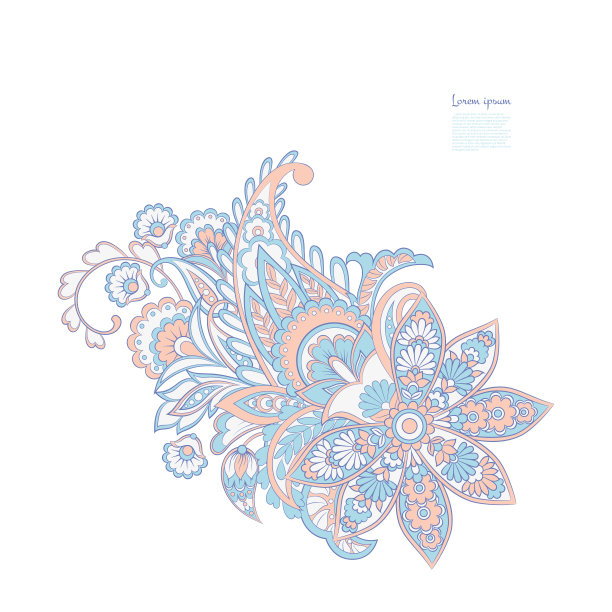 佩斯利矢量模式。神奇的花,叶子图片下载