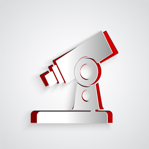 剪纸显微镜图标孤立在灰色图片下载