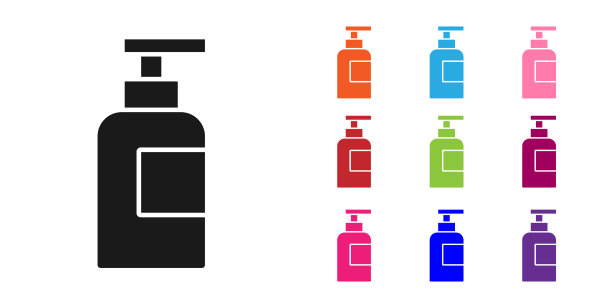 黑色瓶子的洗发水图标孤立在白色图片下载