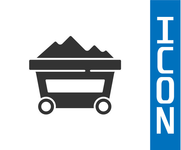 灰色煤矿手推车图标孤立在白色图片下载