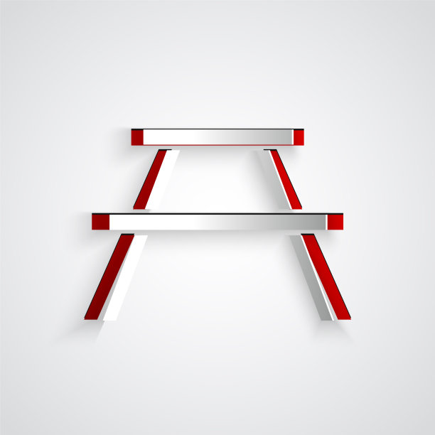 剪纸野餐桌，两边都有长凳图片下载