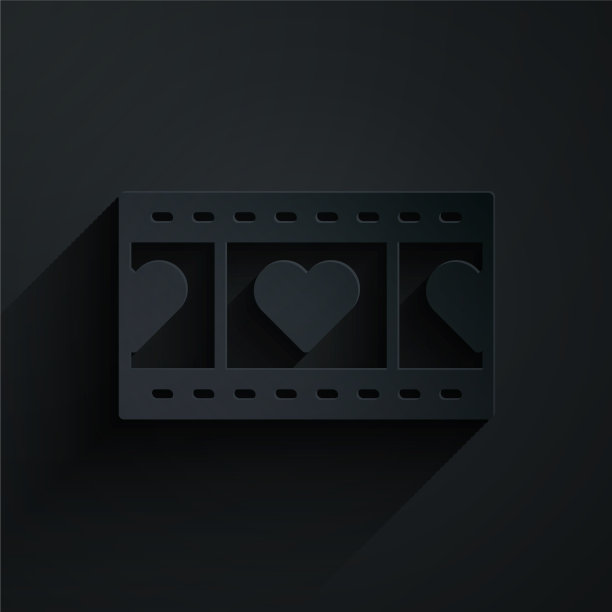 剪纸播放视频与心脏图标隔离上图片下载