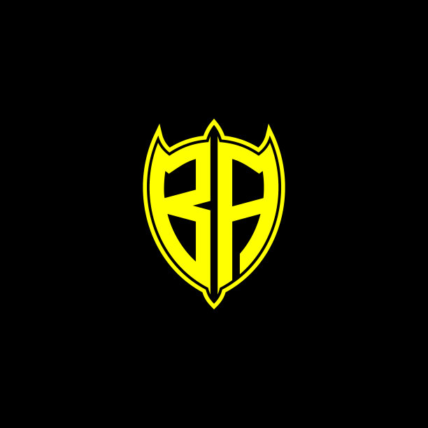 盾形标志b a的首字母为黄色图片下载