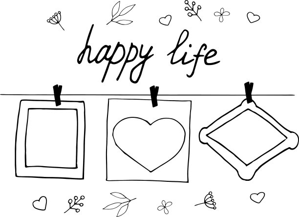 心和框架用线挂在衣夹上图片下载